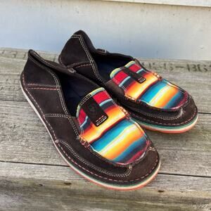 Ariat Cruisers Chocolate Boho Aztec Saddle Blanket Sunset Stripe Shoes 7B